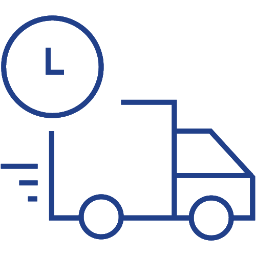 Delivery truck with a clock icon